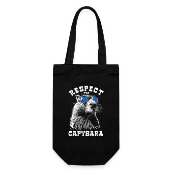 Respect The Capybara - Spruch - Geschenkbeutel für Flaschen - Schwarz - Vorne