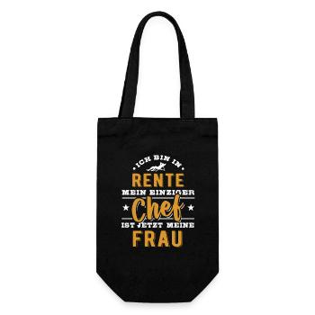 Ich bin in Rente - einziger Chef ist meine Frau - Geschenkbeutel für Flaschen - Schwarz - Vorne