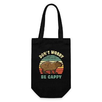 Don't worry be Cappy - Capybara - Geschenkbeutel für Flaschen - Schwarz - Vorne