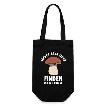Suchen kann jeder Finden ist die Kunst Pilz Spruch - Geschenkbeutel für Flaschen - Schwarz - Vorne