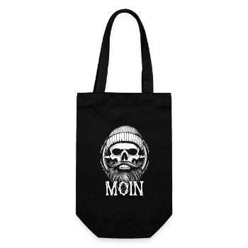 Moin - Totenkopf mit Bart - Seemann Geschenk - Geschenkbeutel für Flaschen - Schwarz - Vorne