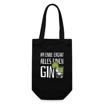 Am Ende ergibt alles einen Gin - Spruch - Geschenkbeutel für Flaschen - Schwarz - Vorne