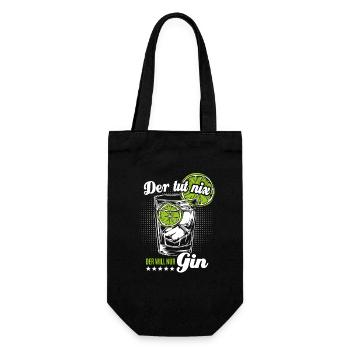 Der tut nix der will nur Gin - Spruch - Geschenkbeutel für Flaschen - Schwarz - Vorne