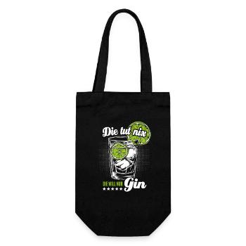 Die tut nix die will nur Gin - Spruch - Geschenkbeutel für Flaschen - Schwarz - Vorne