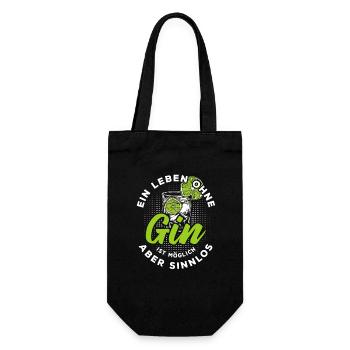 Ein Leben ohne Gin ist möglich aber sinnlos - Geschenkbeutel für Flaschen - Schwarz - Vorne