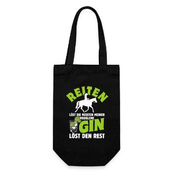 Reiten löst die meisten meiner Probleme - Gin - Geschenkbeutel für Flaschen - Schwarz - Vorne