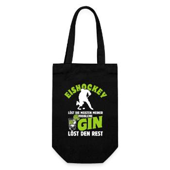 Eishockey löst die meisten meiner Probleme - Gin - Geschenkbeutel für Flaschen - Schwarz - Vorne