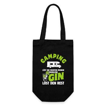 Camping löst die meisten meiner Probleme - Gin - Geschenkbeutel für Flaschen - Schwarz - Vorne