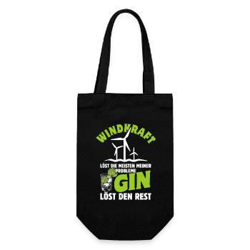 Windkraft löst die meisten meiner Probleme - Gin - Geschenkbeutel für Flaschen - Schwarz - Vorne