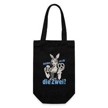 Gefallen sie dir, die Zwei? Dirndl Bier & Bretzen - Geschenkbeutel für Flaschen - Schwarz - Vorne