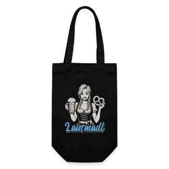 Lausmadl - Madl im Dirndl - Bier und Bretzel - Geschenkbeutel für Flaschen - Schwarz - Vorne