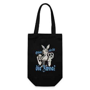 Gefallen sie dir, die Zwei? Dirndl Bier & Bretzen - Geschenkbeutel für Flaschen - Schwarz - Vorne