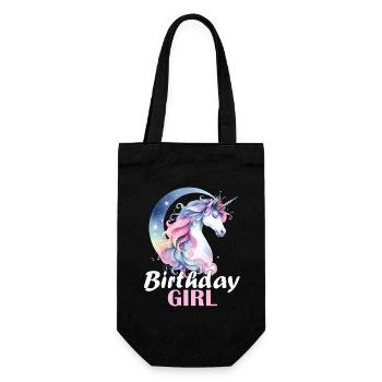 Licorne Anniversaire Fille Anniversaire Fille Mignon - Sac à bouteille - noir - Devant