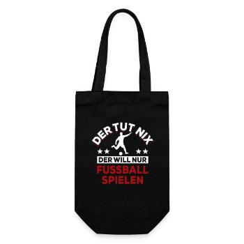 Der tut nix der will nur Fußball spielen - Spruch - Geschenkbeutel für Flaschen - Schwarz - Vorne