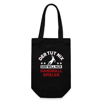 Der tut nix der will nur Handball spielen - Spruch - Geschenkbeutel für Flaschen - Schwarz - Vorne