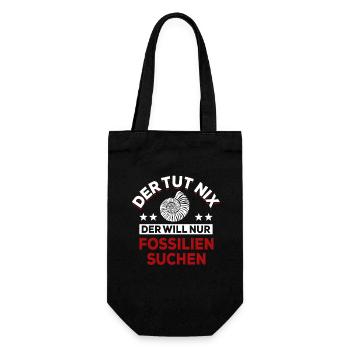 Der tut nix der will nur Fossilien suchen - Spruch - Geschenkbeutel für Flaschen - Schwarz - Vorne