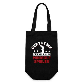 Der tut nix der will nur Minigolf spielen - Spruch - Geschenkbeutel für Flaschen - Schwarz - Vorne