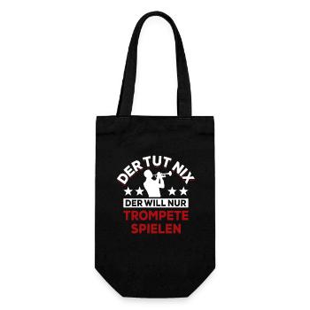 Der tut nix der will nur Trompete spielen - Spruch - Geschenkbeutel für Flaschen - Schwarz - Vorne