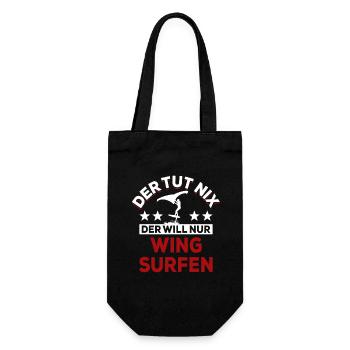 Der tut nix der will nur Wing surfen - Spruch - Geschenkbeutel für Flaschen - Schwarz - Vorne