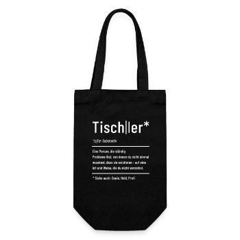 Tischler - Definition - Lexikon - Geschenkbeutel für Flaschen - Schwarz - Vorne
