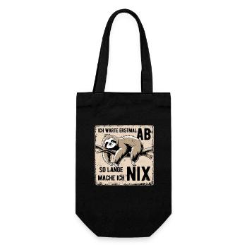 Faultier Ich wart erstmal ab so lange mach ich nix - Geschenkbeutel für Flaschen - Schwarz - Vorne