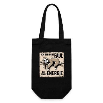 Faultier - Ich bin nicht faul ich spare Energie - Geschenkbeutel für Flaschen - Schwarz - Vorne