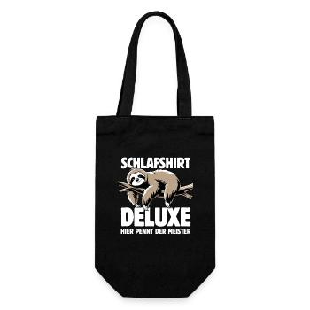 Faultier Schlafshirt deluxe hier pennt der Meister - Geschenkbeutel für Flaschen - Schwarz - Vorne