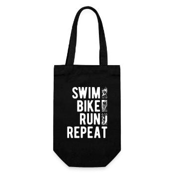 nager, faire du vélo, courir, répéter - Triathlon Spruch - Sac à bouteille - noir - Devant