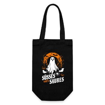 Halloween Gespenst - Süßes oder Saures - Geschenkbeutel für Flaschen - Schwarz - Vorne