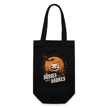 Halloween Kürbis - Süßes oder Saures - Geschenkbeutel für Flaschen - Schwarz - Vorne
