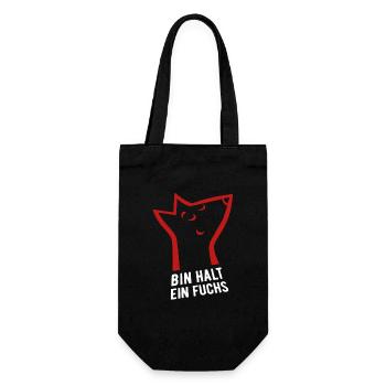 Bin halt ein Fuchs - schlau, cool & clever - Geschenkbeutel für Flaschen - Schwarz - Vorne