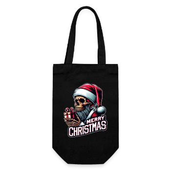 Spooky Santa Claus Skull with Parcel - Gift Bag for Bottles - black - Front