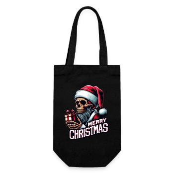 Spooky Santa Claus Skull with Parcel - Gift Bag for Bottles - black - Front