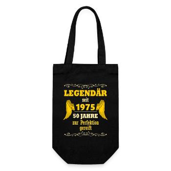 1975 legendär 50.Geburtstag Jahrgang 1975 Geschenk - Geschenkbeutel für Flaschen - Schwarz - Vorne