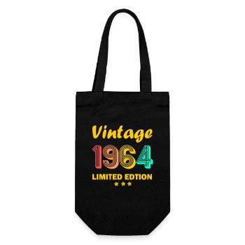 1964 Jahrgang 60.Geburtstag Geschenk 1964 geboren - Geschenkbeutel für Flaschen - Schwarz - Vorne