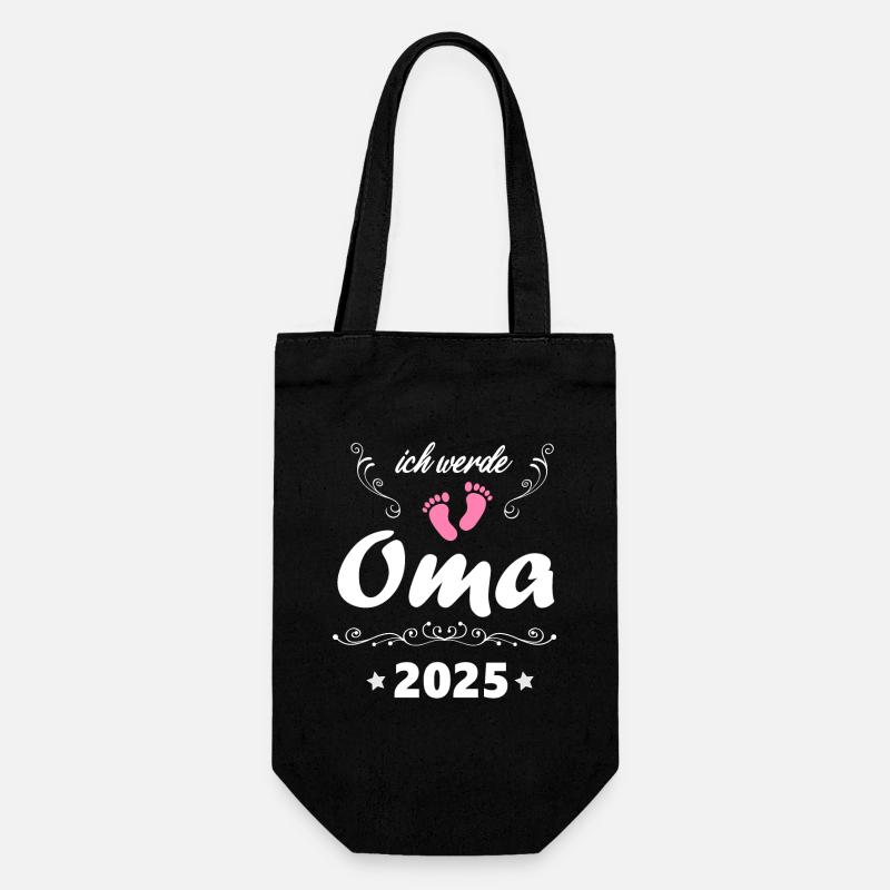 Ich werde Oma 2025 werdende Oma 2025 Überraschung - Geschenkbeutel für Flaschen - Schwarz