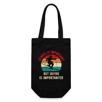 School is important but skiing is importanter - Geschenkbeutel für Flaschen - Schwarz - Vorne
