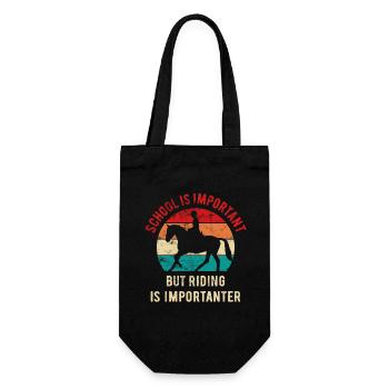 School is important but riding is importanter - Geschenkbeutel für Flaschen - Schwarz - Vorne