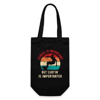 School is important but surfin' is importanter - Geschenkbeutel für Flaschen - Schwarz - Vorne