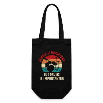 School is important but drums is importanter - Geschenkbeutel für Flaschen - Schwarz - Vorne
