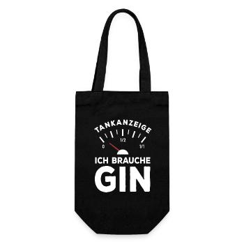 Tank leer - Ich brauche Gin - Sauf Spruch - Geschenkbeutel für Flaschen - Schwarz - Vorne