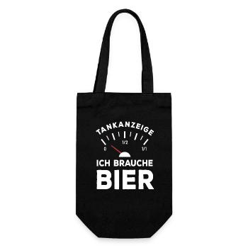 Tank leer - Ich brauche Bier - Sauf Spruch - Geschenkbeutel für Flaschen - Schwarz - Vorne