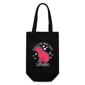 Just a girl who loves capybaras - Cartoon - Geschenkbeutel für Flaschen - Schwarz - Vorne