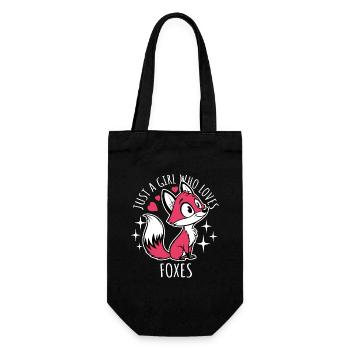Just a girl who loves foxes - Cartoon - Gift Bag for Bottles - black - Front