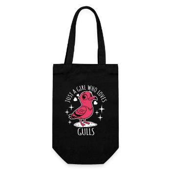 Just a girl who loves gulls - Cartoon - Geschenkbeutel für Flaschen - Schwarz - Vorne