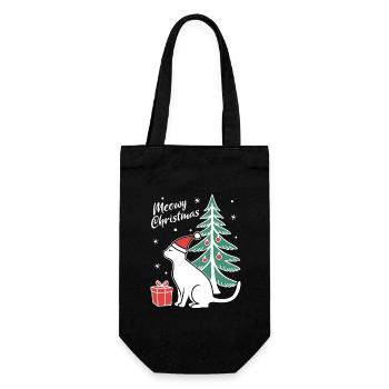 Meowy Christmas - Gift with Cat - Gift Bag for Bottles - black - Front
