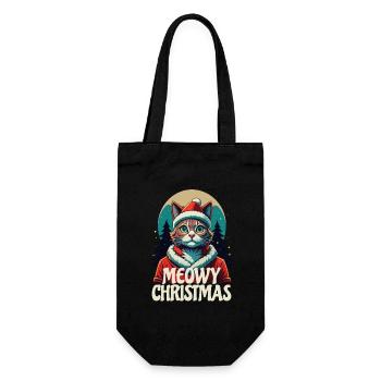 Meowy Christmas - Gift with Cat - Gift Bag for Bottles - black - Front
