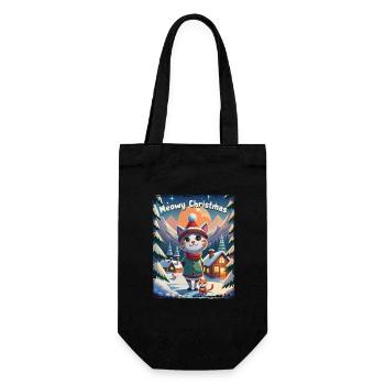 Meowy Christmas - Gift with Cat - Gift Bag for Bottles - black - Front