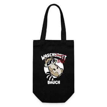Waschbär Bauch - Waschbrett Bauch Geschenk - Geschenkbeutel für Flaschen - Schwarz - Vorne