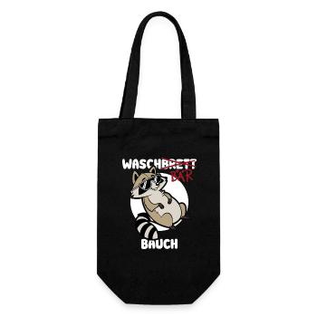 Waschbär Bauch - Waschbrett Bauch Geschenk - Geschenkbeutel für Flaschen - Schwarz - Vorne